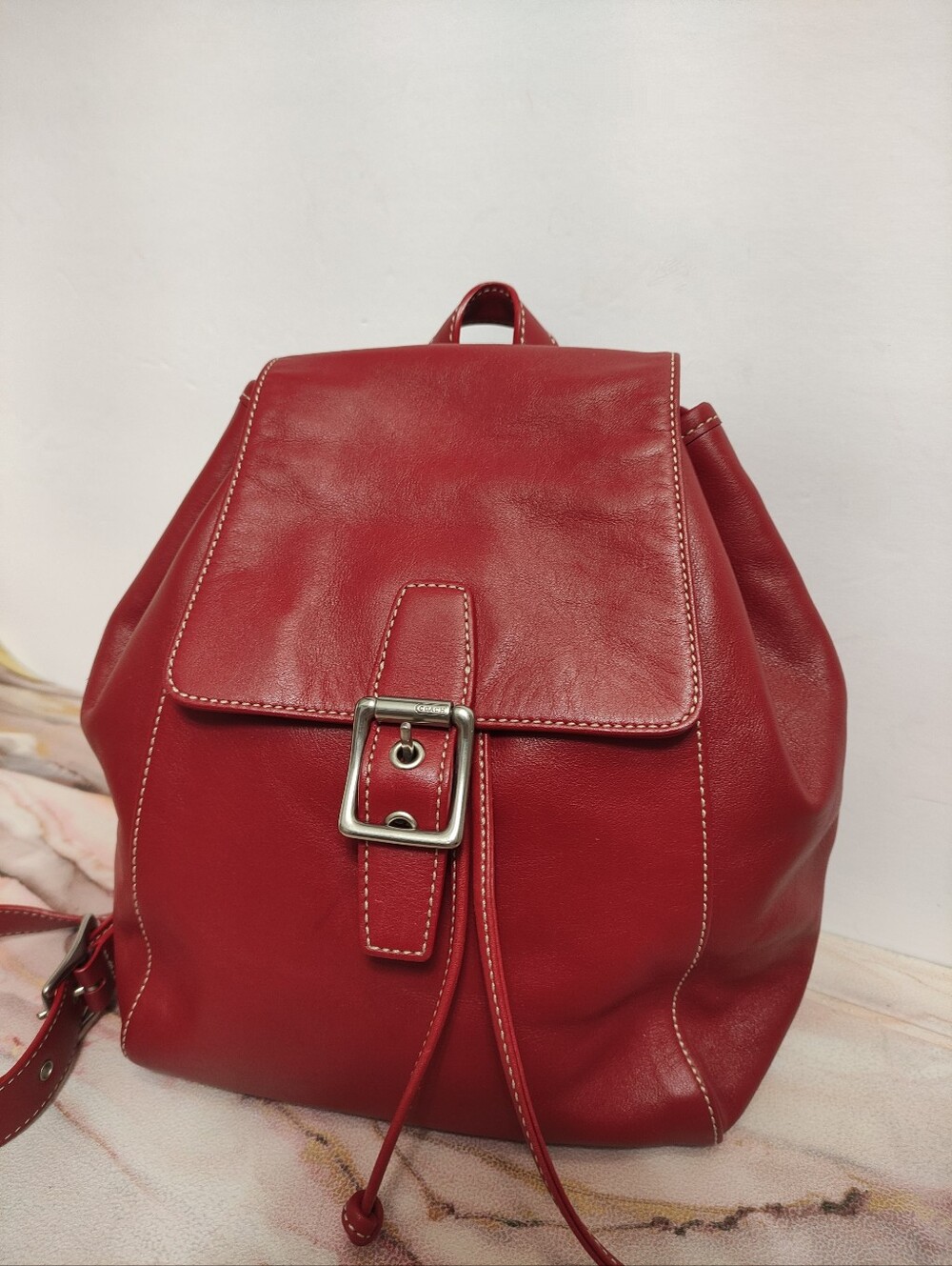 Vintage Coach 9569 Legacy Drawstring Small Backpack  Red